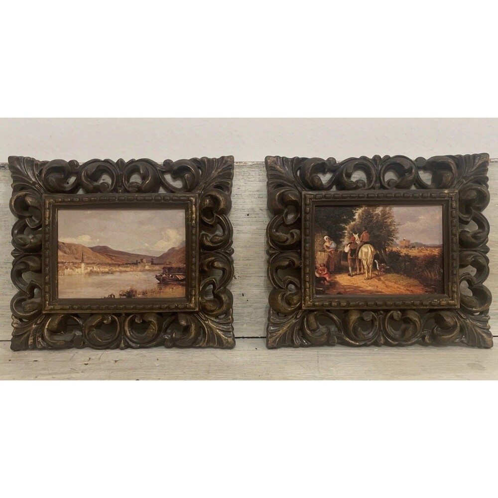 2 Truart Product Vintage Framed Art 6.75" x 5.75” English Landscapes Shoreline